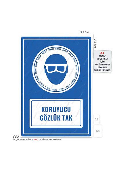 Posterya Ul01007-A5 - Protective Glasses Plug Warning Sign (15.4×21.6cm)
