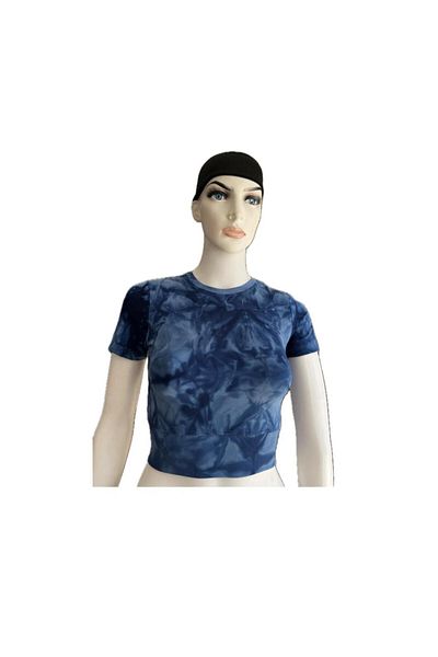 LOOKSOCKS Tie Dye Patterned Sports Crop Top - Blue, Pink, Fuchsia, Smoked, Green, Shuberni, Burgundy