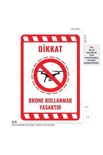 Posterya Ul02220-A5 - Drone Use Prohibited Warning Sign (15.4×21.6cm)