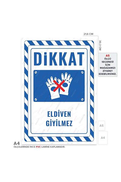 Posterya Ul02383-A4 - No Gloves Warning Sign (21.6×30.3cm)
