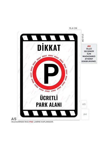 Posterya Ul02039-A5 - Paid Parking Warning Sign (15.4×21.6cm)