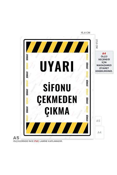 Posterya Ul01692-A5 - Warning Sign for Leaving Without Pulling the Siphon (15,4×21,6cm)
