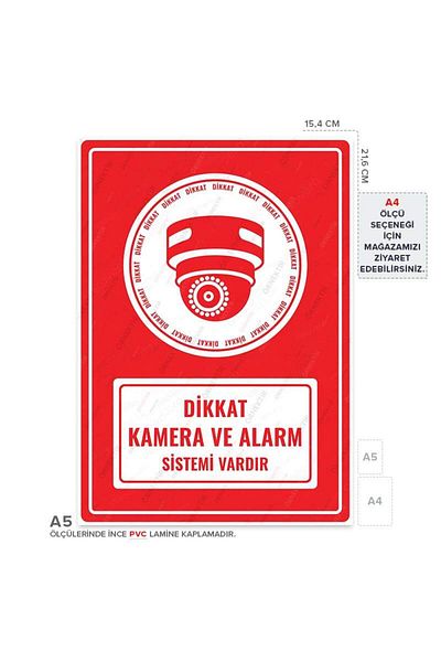 Posterya Ul01429-A5 - Attention Camera and Alarm System Warning Sign (15,4×21,6cm)