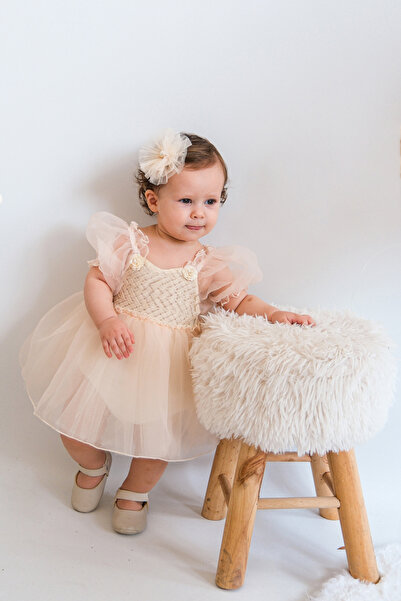 Cumino Maya Balon Kol Kız Bebek Romper Şık ve Zarif Tasarım