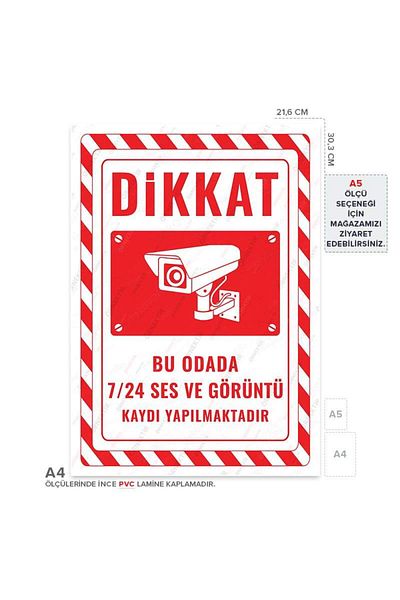 Posterya Ul02479-A4 - Audio and Video Recording Is Taking Place in This Room 24/7 Warning Sign (21.6×30.3cm)