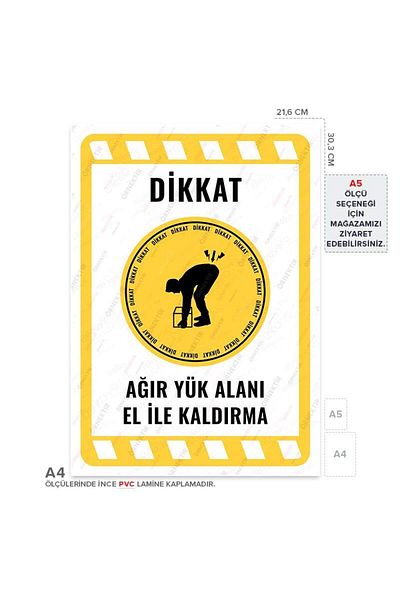 Posterya Ul01928-A4 - Heavy Load Area Hand Lift Warning Sign (21.6×30.3cm)