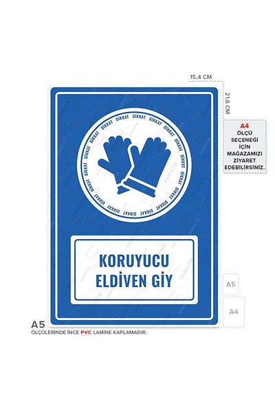 Posterya Ul01141-A5 - Protective Glove Wear Warning Sign (15,4×21,6cm)