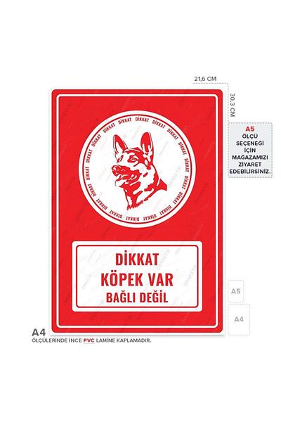 Posterya Ul01497-A4 - Caution Dog Not Tied Warning Sign (21.6×30.3cm)