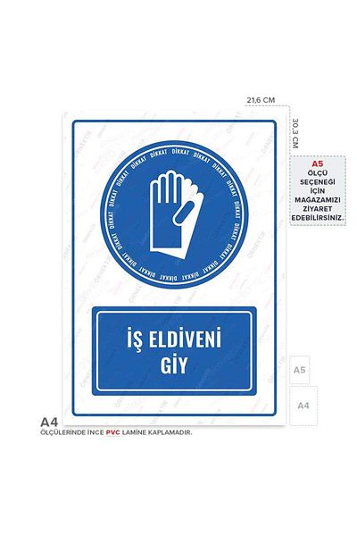 Posterya Ul01134-A4 - Work Gloves Wear Warning Sign (21,6×30,3cm)