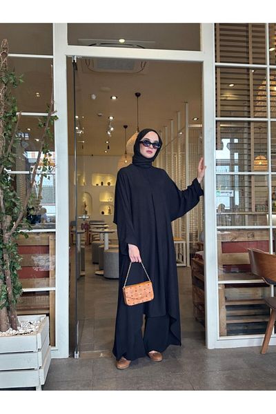 NS Moda Model negru Hijab Mina Set-538
