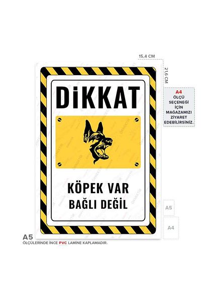 Posterya Ul02592-A5 - Caution Dog Not Tied Warning Sign (15,4×21,6cm)