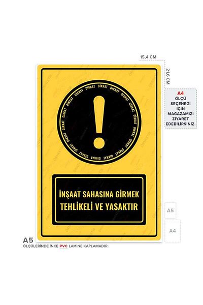 Posterya Ul01529-A5 - It Is Dangerous and Prohibited to Enter the Construction Site Warning Sign (15,4×21,6cm)