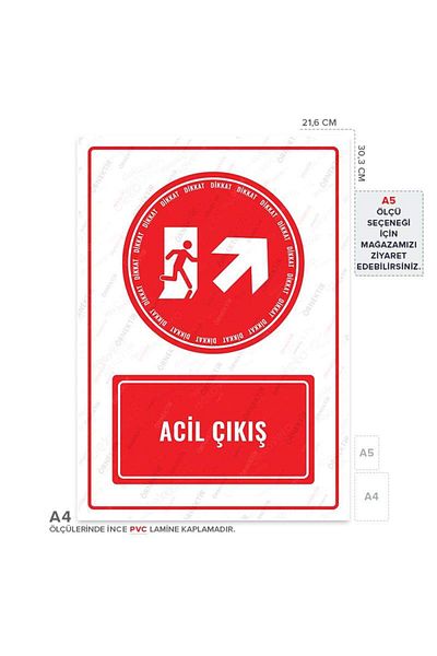 Posterya Ul01656-A4 - Emergency Exit Right Direction up Warning Sign (21.6×30.3cm)