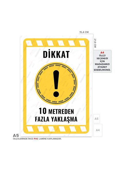 Posterya Ul02263-A5 - over 10 Meters Approach Warning Sign (15.4×21.6cm)