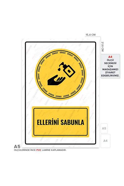 Posterya Ul01080-A5 - Hands with Soap Warning Sign (15,4×21,6cm)