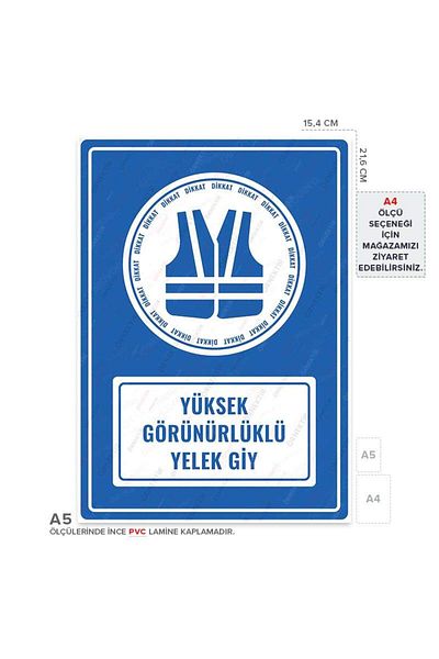 Posterya Ul01001-A5 - High Visibility Vest Wearing Warning Sign (15,4×21,6cm)
