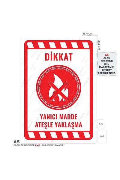 Posterya Ul02265-A5 - Combustible Material Fire Approach Warning Sign (15,4×21,6cm)