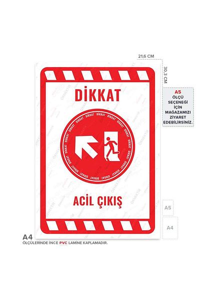 Posterya Ul02284-A4 - Emergency Exit Left Direction up Warning Sign (21.6×30.3cm)
