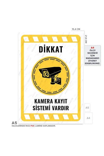 Posterya Ul02145-A5 - Attention Camera Recording System Warning Sign (15.4×21.6cm)