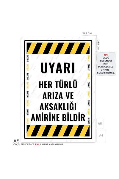 Posterya Ul01668-A5 - Warning Sign for All Types of Faults and Malfunctions (15,4×21,6cm)