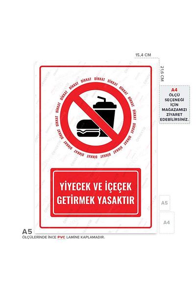 Posterya Ul01563-A5 - Bringing Food and Drink Is Prohibited Warning Sign (15,4×21,6cm)