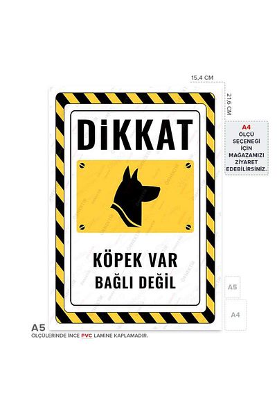 Posterya Ul02572-A5 - Caution Dog Not Tied Warning Sign (15,4×21,6cm)