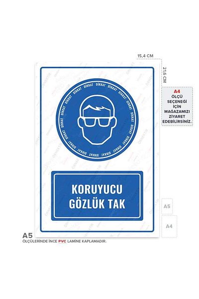 Posterya Ul01116-A5 - Protective Glasses Plug Warning Sign (15,4×21,6cm)