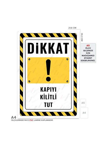 Posterya Ul02617-A4 - Keep the Door Locked Warning Sign (21.6×30.3cm)