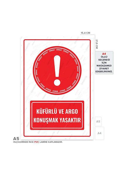 Posterya Ul01715-A5 - Warning Sign with Mildew and Slang Speaking Prohibited (15,4×21,6cm)