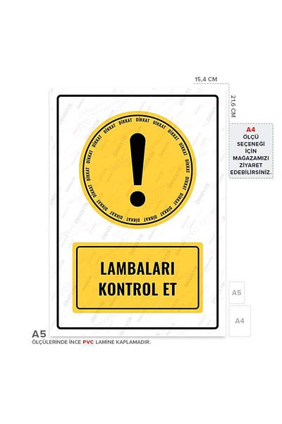 Posterya Ul01544-A5 - Check Lamps Warning Sign (15.4×21.6cm)