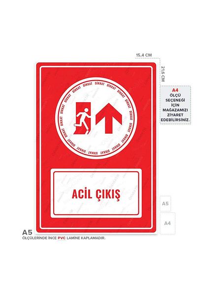 Posterya Ul01657-A5 - Emergency Exit Right Direction up Warning Sign (15,4×21,6cm)