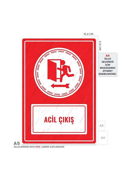 Posterya Ul01615-A5 - Emergency Exit Left Direction Warning Sign (15,4×21,6cm)