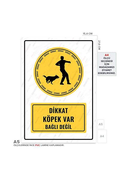 Posterya Ul01460-A5 - Caution Dog Not Tied Warning Sign (15,4×21,6cm)