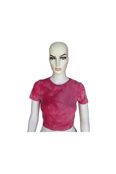 LOOKSOCKS Tie Dye Patterned Sports Crop Top - Blue, Pink, Fuchsia, Smoked, Green, Shuberni, Burgundy