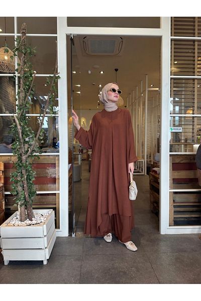 NS Moda Brown Hijab Mina Suit Model-538