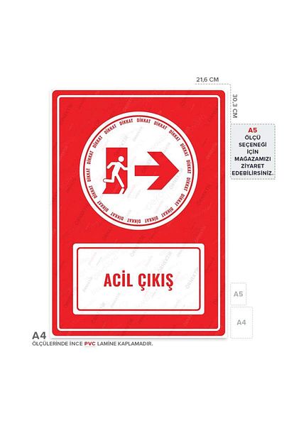 Posterya Ul01641-A4 - Emergency Exit Right Direction Warning Sign (21.6×30.3cm)