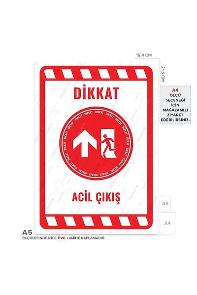 Posterya Ul02285-A5 - Emergency Exit Left Direction up Warning Sign (15,4×21,6cm)