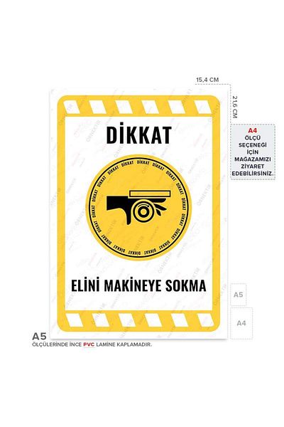 Posterya Ul01931-A5 - Warning Sign for Putting Your Hand in the Machine (15,4×21,6cm)