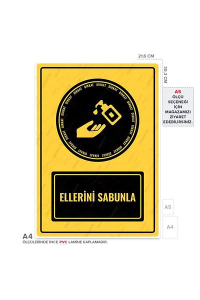 Posterya Ul01079-A4 - Hands with Soap Warning Sign (21,6×30,3cm)