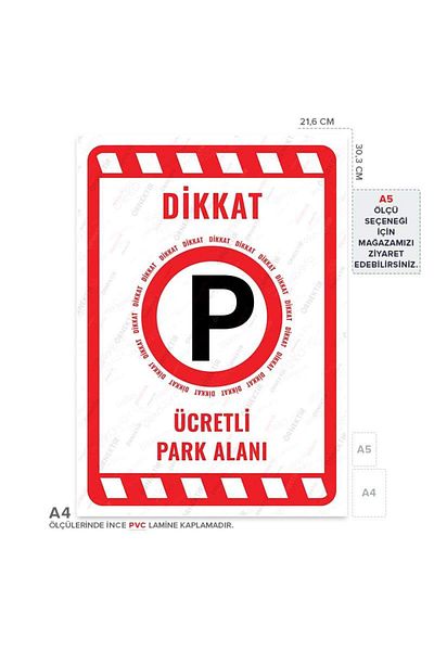 Posterya Ul02038-A4 - Paid Parking Warning Sign (21.6×30.3cm)