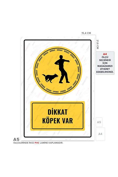 Posterya Ul01456-A5 - Caution Dog Warning Sign (15.4×21.6cm)