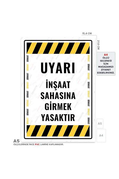 Posterya Ul01680-A5 - It Is Forbidden to Enter the Construction Site Warning Sign (15,4×21,6cm)