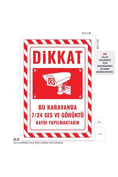 Posterya Ul02501-A4 - This Caravan Is Recording Audio and Video 24/7 Warning Sign (21.6×30.3cm)