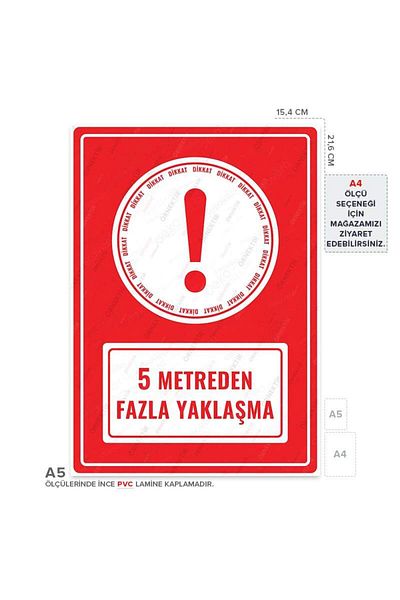 Posterya Ul01599-A5 - over 5 Meters Approach Warning Sign (15.4×21.6cm)