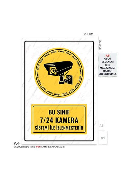 Posterya Ul01228-A4 - This Class Is Monitored 24/7 Camera System Warning Sign (21.6×30.3cm)