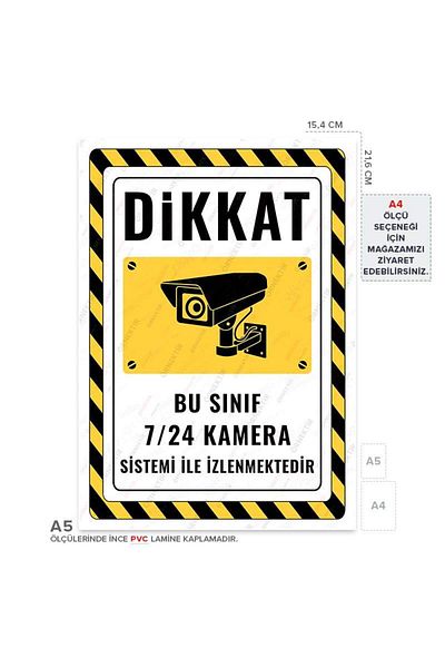 Posterya Ul02458-A5 - This Class Is Monitored 24/7 Camera System Warning Sign (15.4×21.6cm)
