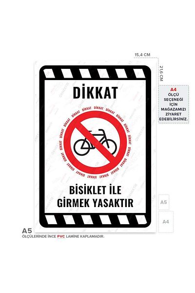 Posterya Ul02239-A5 - It Is Forbidden to Enter by Bicycle Warning Sign (15,4×21,6cm)