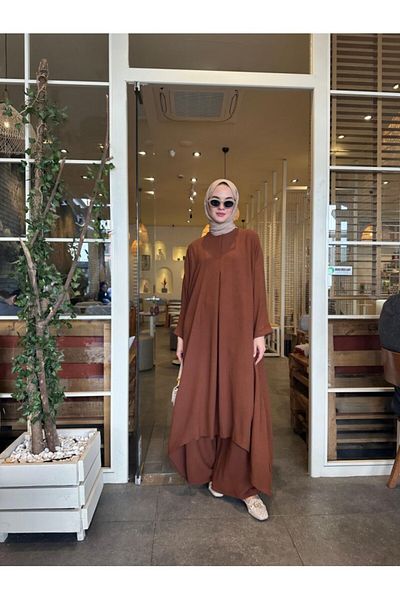 NS Moda Brown Hijab Mina Suit Model-538