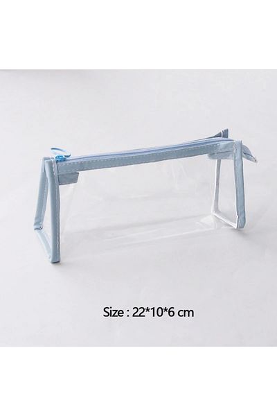 Choice Blue Transparent Pencil Case Large Capacity Simple Pen Bag Kawaii Cosmetic Bag School Study Statione