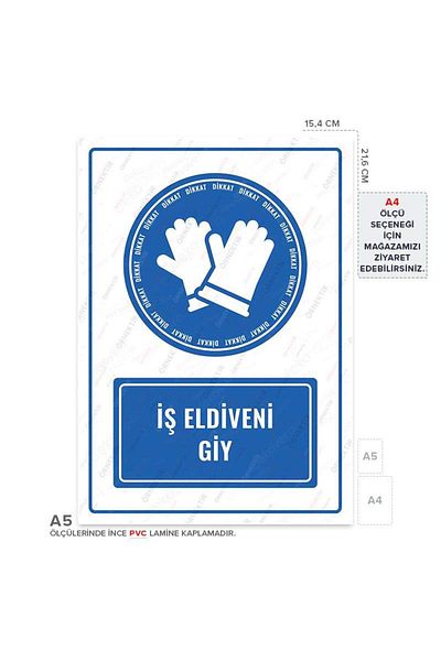 Posterya Ul01016-A5 - Work Gloves Wear Warning Sign (15,4×21,6cm)